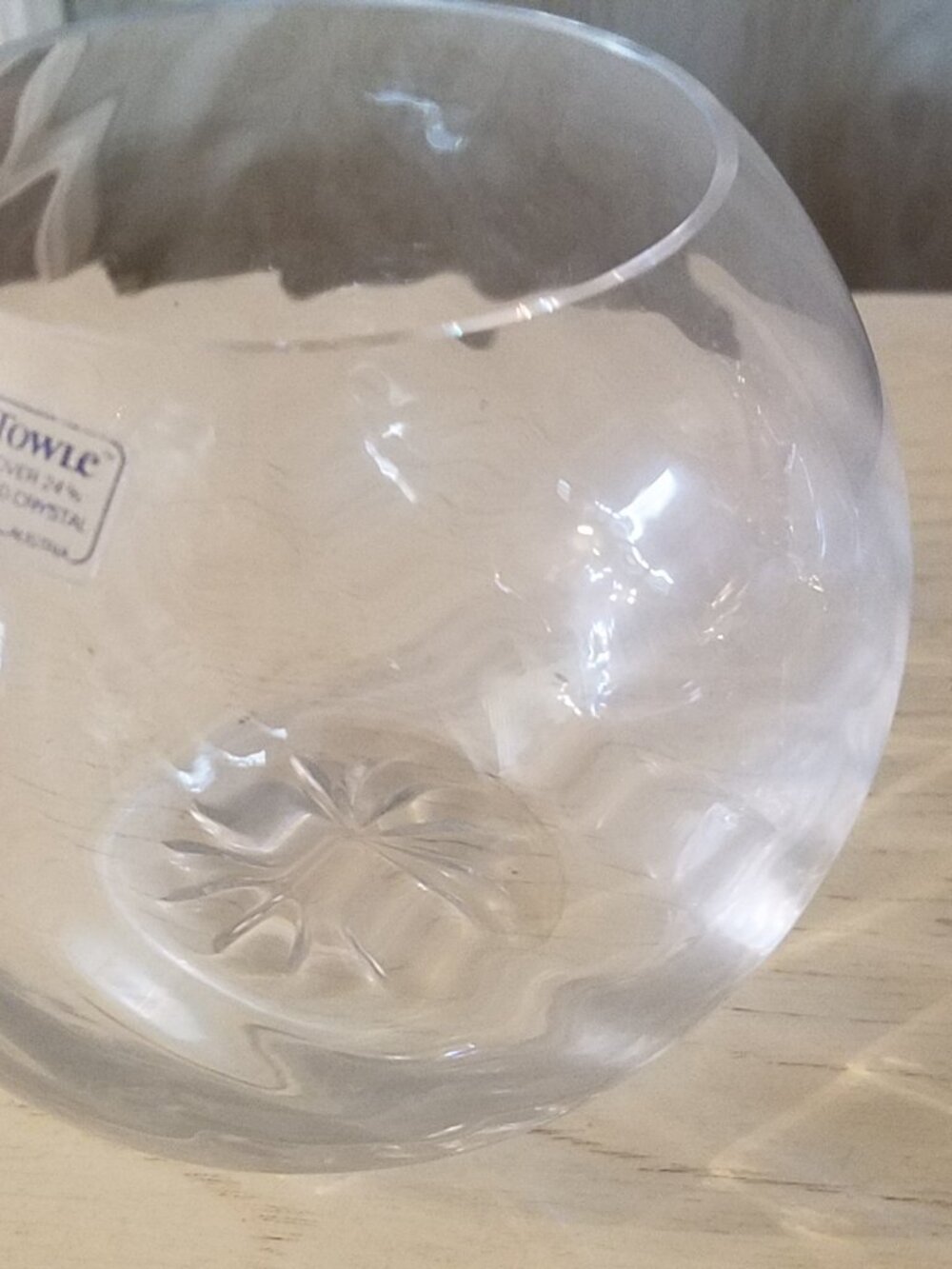 VINTAGE TOWLE 4 inch LEAD clear CRYSTAL BOWL SWIRL DESIGN